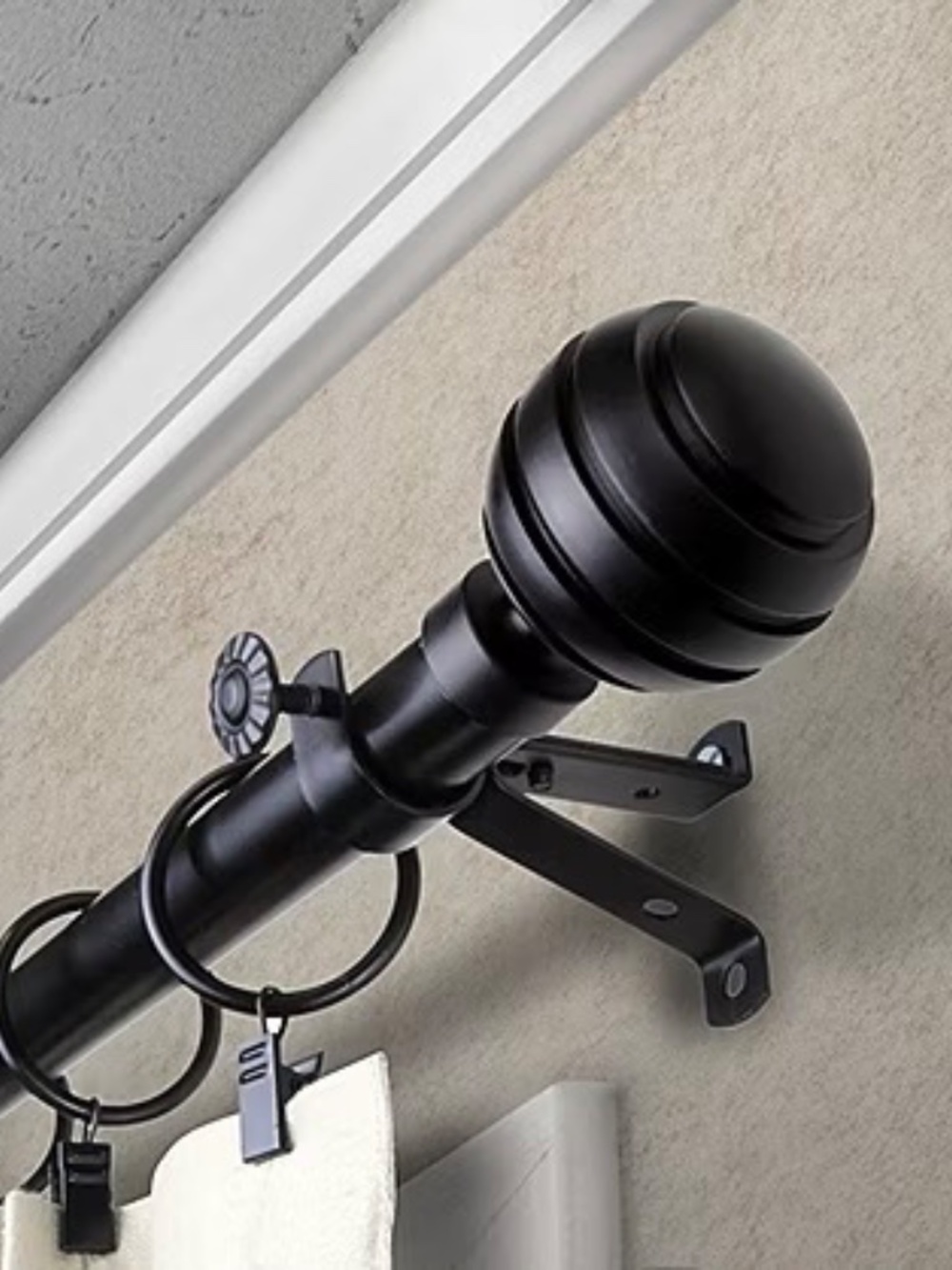 120"- 170" Black Curtain Rod